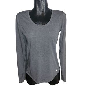 Under Armour Gray And White Striped Long Sleeve Top